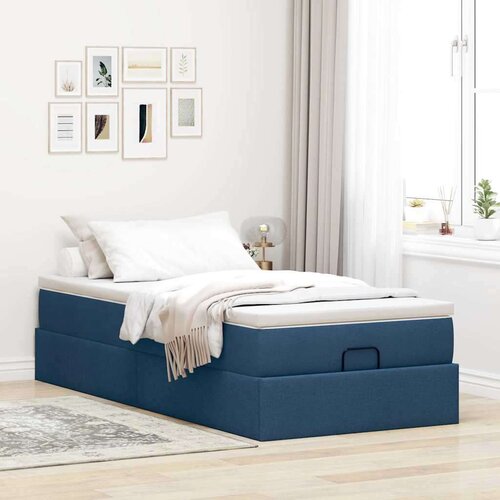 VidaXL otomanski okvir kreveta s madraca plavi 90x200cm od tkanine Slike
