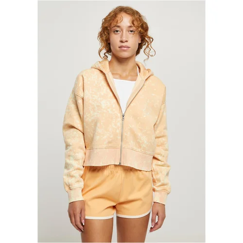 UC Curvy Ladies Short Oversized Towel Washed Zip Hoody paleorange