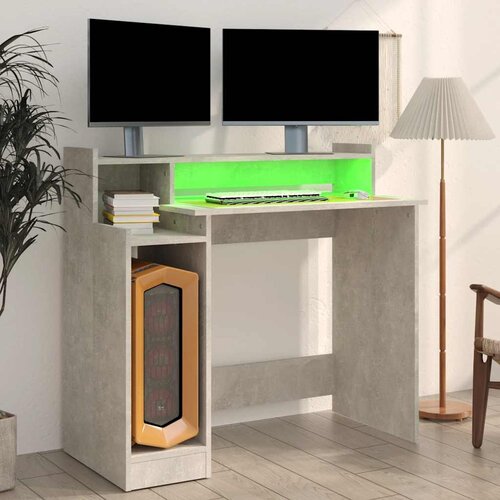  Radni stol s LED svjetlima sivi 97x45x90 cm konstruirano drvo Slike