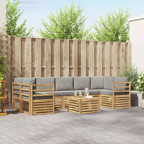  Set vanjskih sofa 8 pcs Bijela i svjetlosiva Poliester Cene