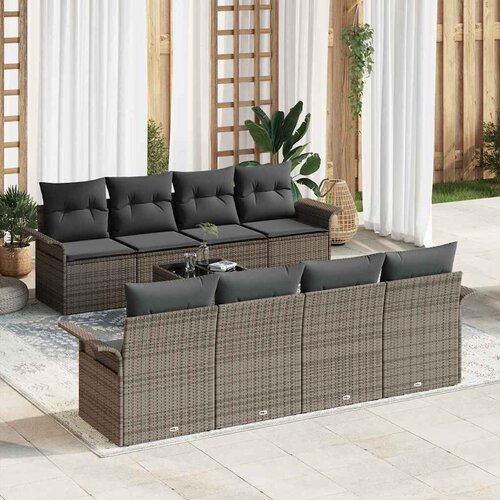  Sjedeća garnitura za vrt 9 pcs Siva 55 x 55 x 37 cm poliratan Cijene