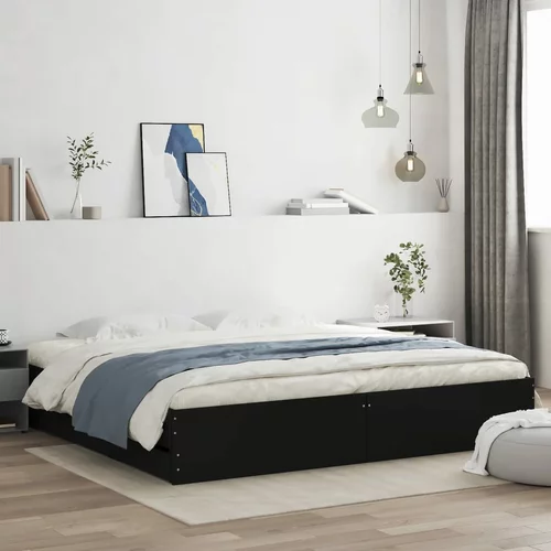  Okvir za krevet s ladicama crni 200x200 cm konstruirano drvo