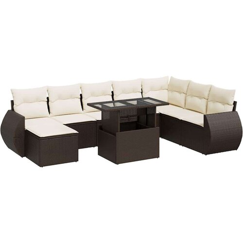vidaXL 9-dijelni set vrtnih sofa s jastucima poliratan smeđi Cijene