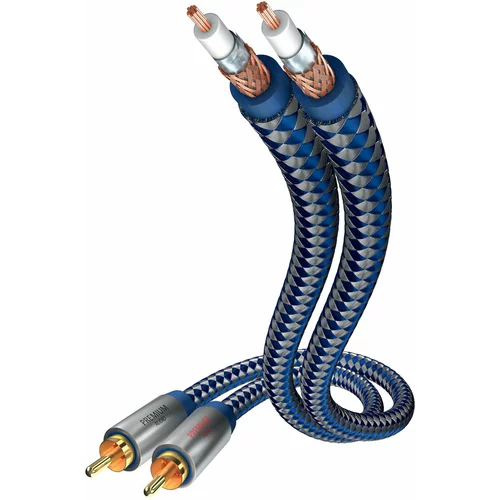 Inakustik 0040405 cinch avdio priključni kabel [2x moški cinch konektor - 2x moški cinch konektor] 5.00 m modra\, srebrna pozlačeni konektorji, (20431447)