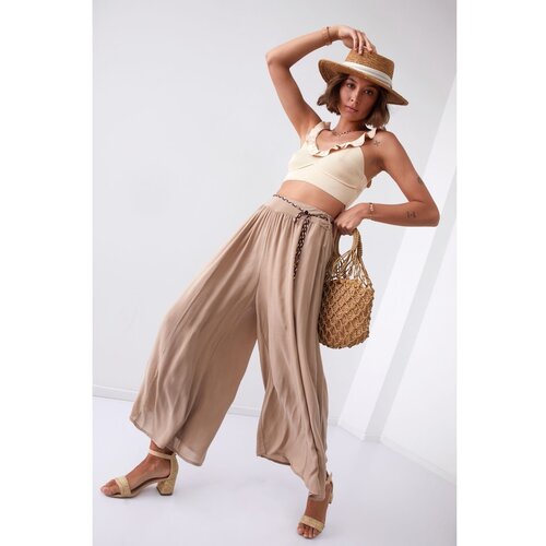 Fasardi Women&amp;#039;s culotte pants with cappuccino elastic Slike