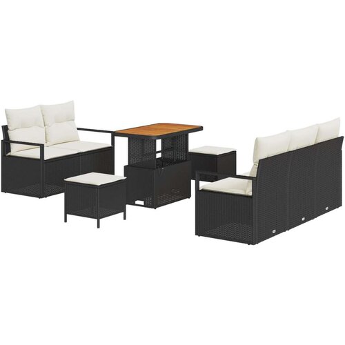  Set vrtnih sofa od 8 dijelova s jastučićima crni poliratan akacija 2-sjedalna vrtna sofa s jastučićima crni poliratan set od 3 Slike