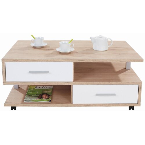 Modern Living Klubska Miza Quattro, Bela, Barva Hrasta Slike