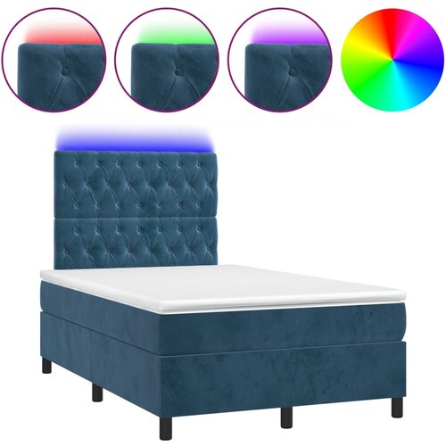 Maison Chic Box spring postelja - Vzmetna postelja z vzmetnico LED temno modra 120x200cm žamet SL9554, (21903660) Cene