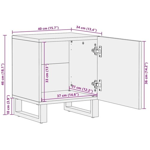  Noćni ormarići 2 kom 40x34x46 cm od masivnog obnovljenog drva - 2 masivno obnovljeno drvo Slike