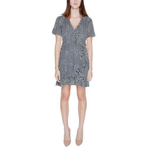 Only Kratke obleke ONLNOVA LIFE S/S MARLIE WRAP AOP 15256778 Črna Slike