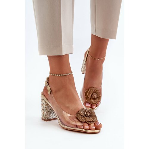 Kesi Transparent high-heeled sandals with S decorations. Barski Gold Cene
