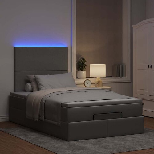 VidaXL Okvir kreveta s madraca svijetlosivi 120x200cm od tkanine Slike