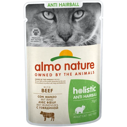 Holistic Almo Nature Anti Hairball - Varčno pakiranje: z govedino 12 x 70 g