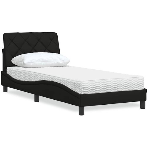 vidaXL Postelja z vzmetnico črna 90x200 cm blago Cene