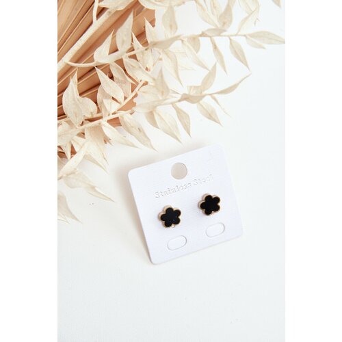 Kesi Delicate black and gold floral earrings Slike