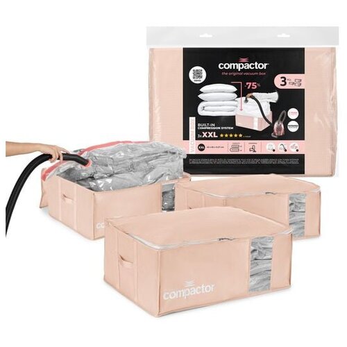 Compactor Vakuumske plastične škatle za shranjevanje oblačil v kompletu 3 ks 65x45x27 cm Pink Edition – Cene