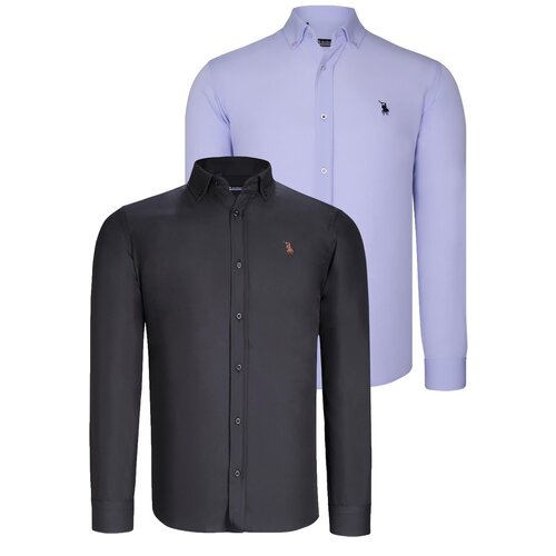 Dewberry DUAL SET G725 MENS SHIRTS-BLACK-LILAC Slike
