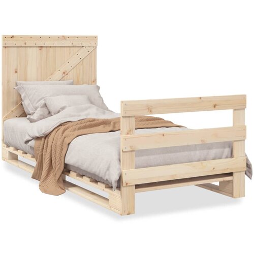 VidaXL Posteljni okvir z vzglavjem 90x200 cm trdna borovina Slike