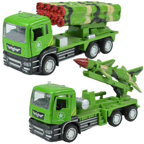 Magic Toys Vojni kamion: Vojni kamion za povlačenje s raketom u dvije verzije 14cm Slike