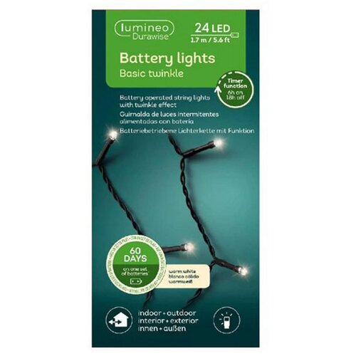 Lumineo Led novogodi&amp;scaron;nje lampice baterija 8 funkcija topla bela L172,5cm 497101 Slike