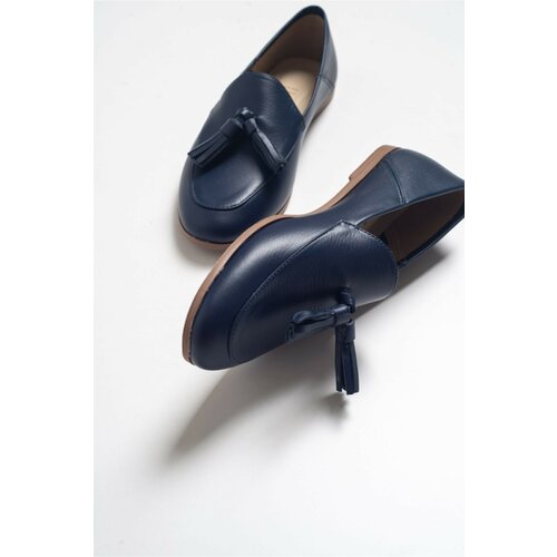 LuviShoes F04 Dark Blue Skin Genuine Leather Shoes Slike