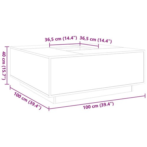 VidaXL Stolić za kavu bijeli 100 x 100 x 40 cm od konstruiranog drva Slike