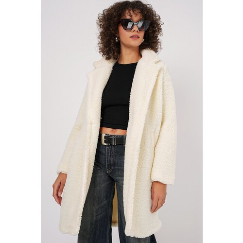 Bigdart 9148 Oversize Plush Coat - Ecru Cene