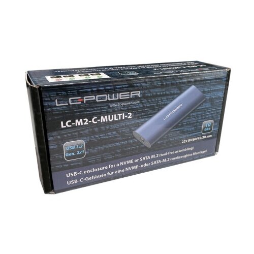 LC Power lc-m2-c-multi-2 nvme / sata m2 enclosure for m.2 ssd usb3.2 gen.2x1 type c antracit hdd ssd rack( 20671 ) Cene