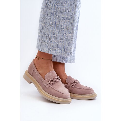 S. BARSKI Women&amp;#039;s Suede Loafers with Flat Heels and Decorative D&amp;amp;A Slike