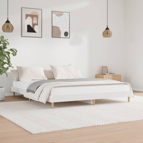 The Living Store Posteljni okvir bel 200x200 cm inženirski les - Posteljni Okvir, (21529583) Slike