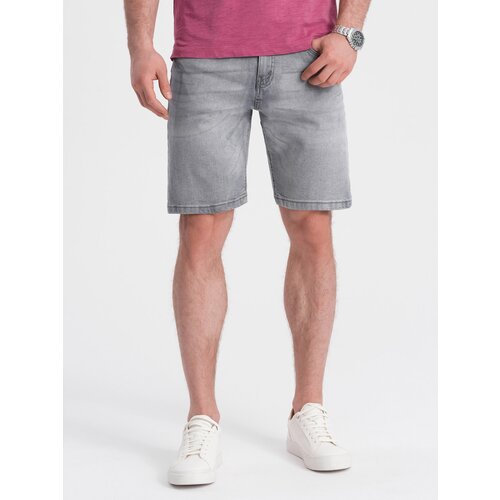 Ombre Men's short denim shorts with subtle washes - gray Cene