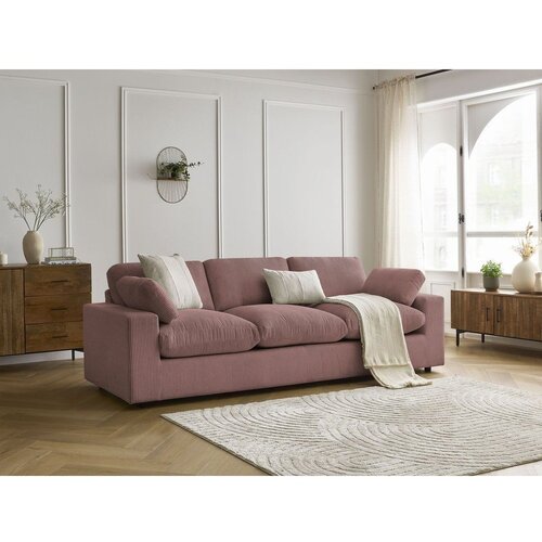 Bobochic Paris Rožnata sedežna garnitura iz rebrastega žameta 250 cm Belair &amp;ndash; Slike