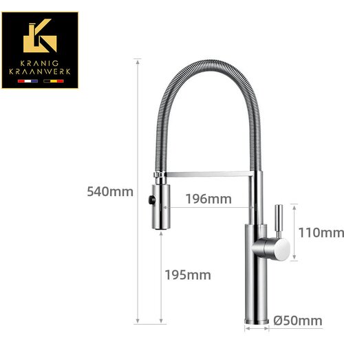 Kranig Kraanwerk Vrhunski razred | Dizajn kuhinjske pipe | Kuhinjska mešalna pipa s gibljivo cevjo in pršilno glavo | Lorenzo Minimalizem, (21730672) Cene
