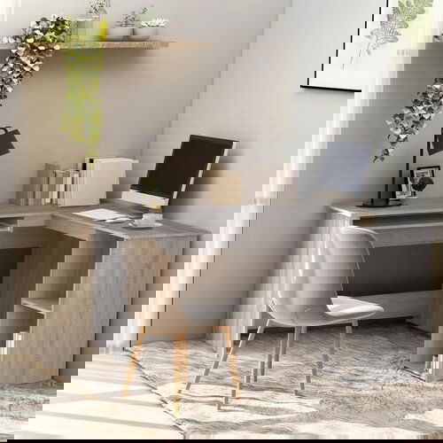 vidaXL Kutni radni stol boja hrasta 120x140x75 cm konstruirano drvo Cijene
