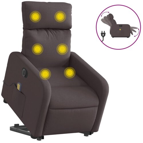  Električni masažni naslonjač na podizanje od tkanine tamnosmeđi Slike