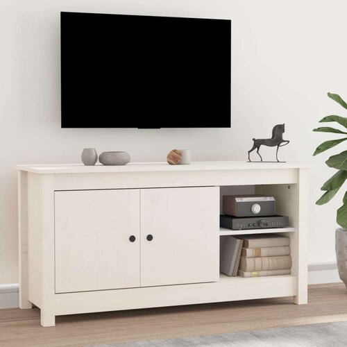 TV ormarić bijeli 103 x 36 5 x 52 cm od masivne borovine Slike