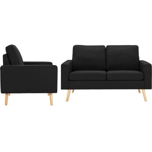  2-dijelni set sofa od tkanine crni Cijene
