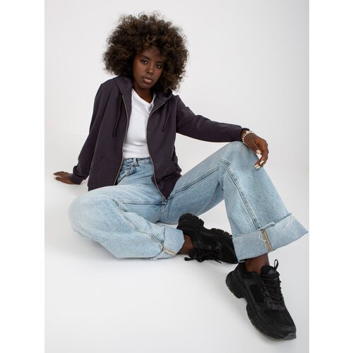 BASIC Feel Good Graphite zip-up hoodie with pockets Cene