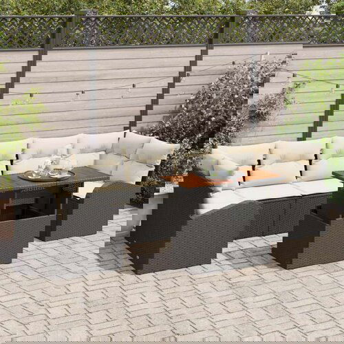  8-dijelni set za objedovanje u vrtu s jastučićima crni polirat Cijene