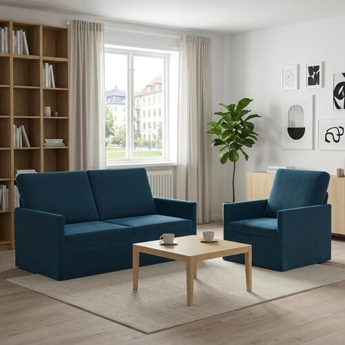  Set sofe 2 pcs Plava Baršun - Plava Jednostruka + Dvostruka (140 cm) Cene