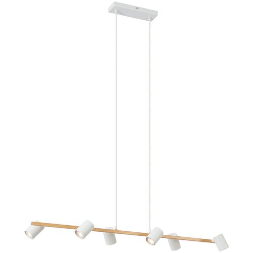 QAZQA Moderna viseča svetilka z lesnim potiskom z belo barvo 6-Lights - Jeana Straight Cene
