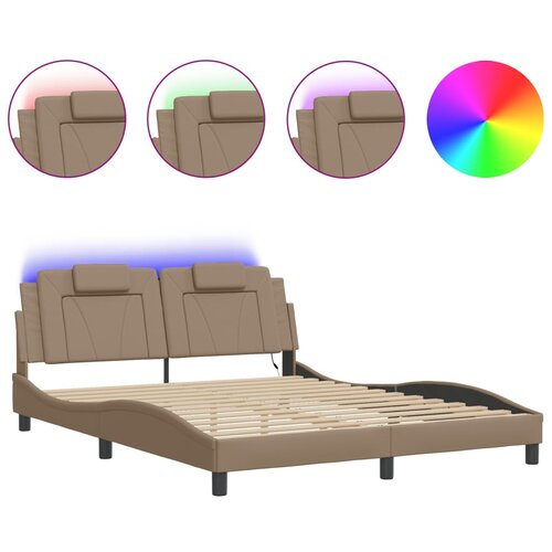 vidaXL Okvir kreveta LED boja cappuccina 160 x 200 cm od umjetne kože Cijene