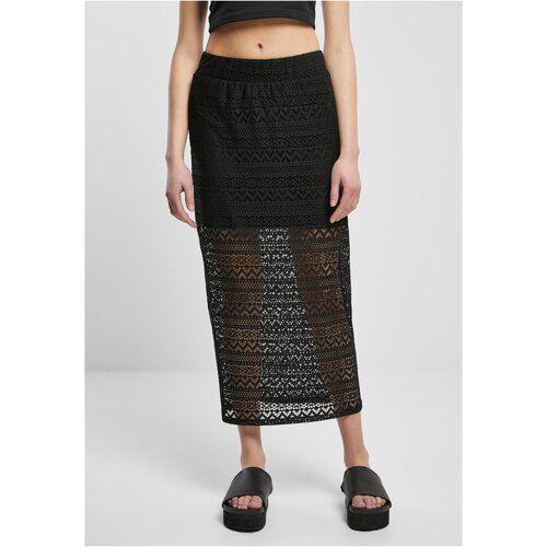 UC Ladies Ladies Stretch Crochet Lace Midi Skirt black Slike