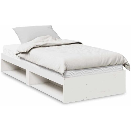 vidaXL Dnevna postelja z vzmetnico bela 80x200 cm trdna borovina Cene