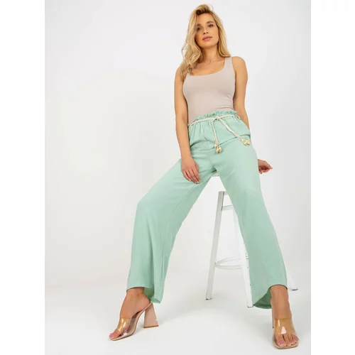 Fashion Hunters Light Green Swedish Fabric Trousers with Belt