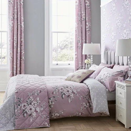 Catherine Lansfield Svetlo vijolična posteljnina Canterbury Rose, 135 x 200 cm
