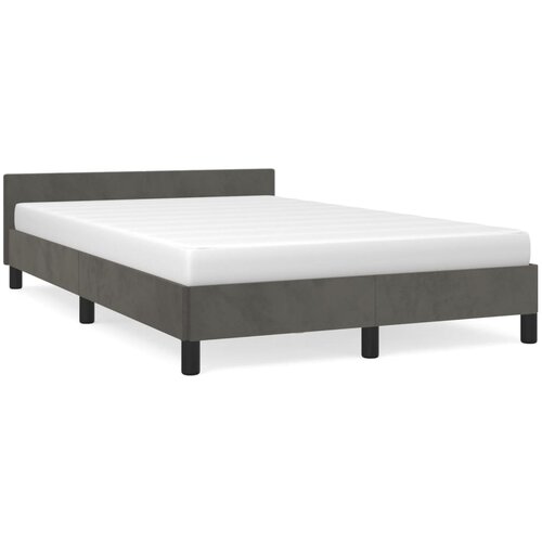 VidaXL Posteljni okvir z vzglavjem temno siv 120x190 cm žamet Slike