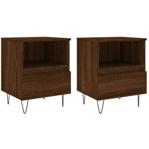Maison Chic Dvo delni komplet Nočne omarice - Nočne mize rjavi hrast 40x35x50 cm inženirski les, (21687994) Slike