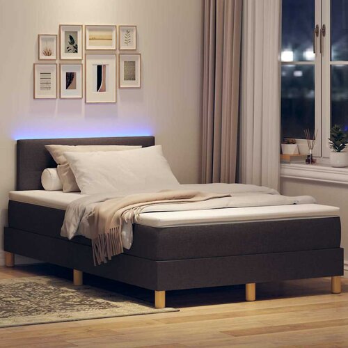  LED Box Spring Krevet Tamno smeđa 120 x 190 cm tkanina Slike