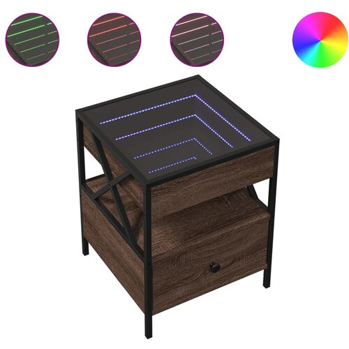 Maison Chic Nočna mizica - Nočna omarica - Nočna miza z neskončnimi LED rjavi hrast 40x40x51 cm, (21688850) Cene